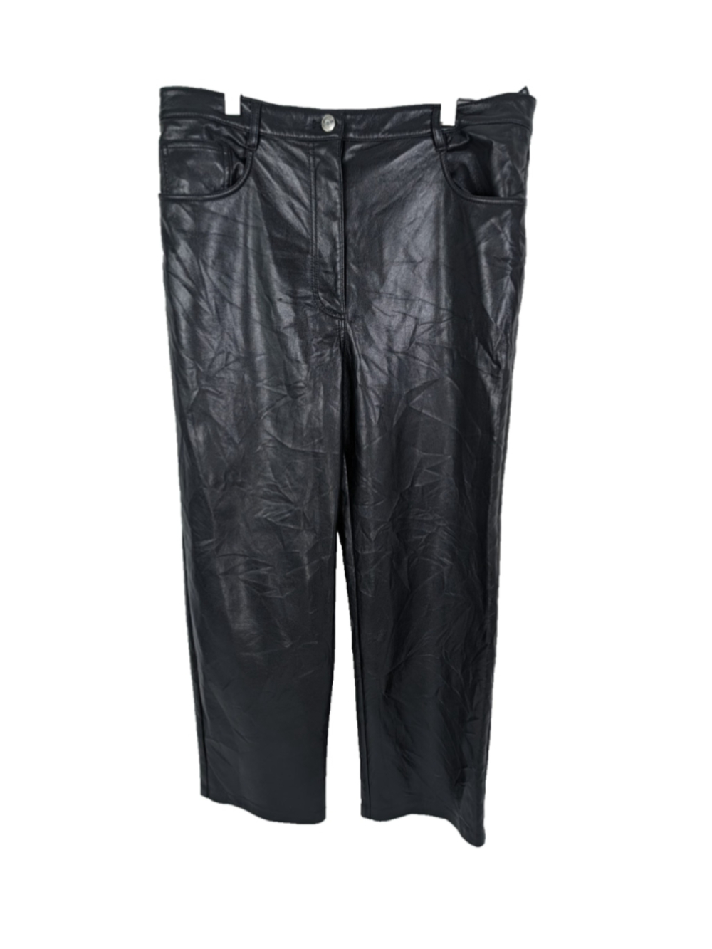 Wilfred Aritzia The Melina Vegan Leather Straight Leg Pants Black Size 12 Rock